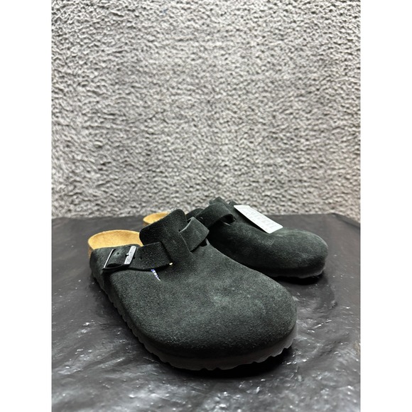 NWOB Birkenstock Boston Suede Leather Soft Footbed Clogs Black Unisex Size 40 EU - Picture 1 of 9
